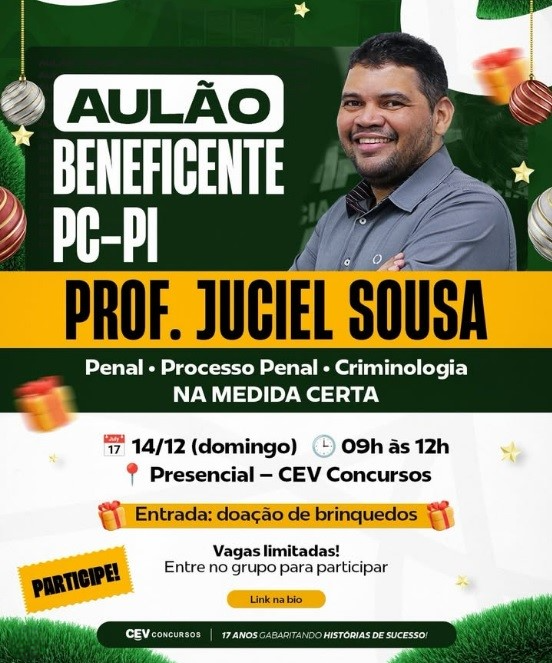 Aulão beneficente PC-PI vai arrecadar brinquedos para doação no Natal